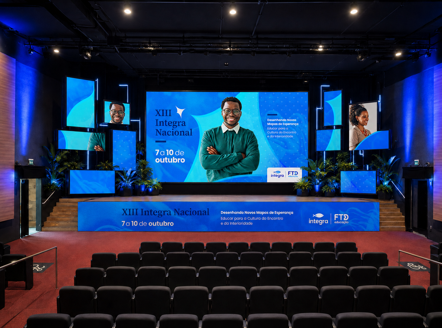 Palco com LEDs desconstruídos — projeto 3D INTEGRA 2026