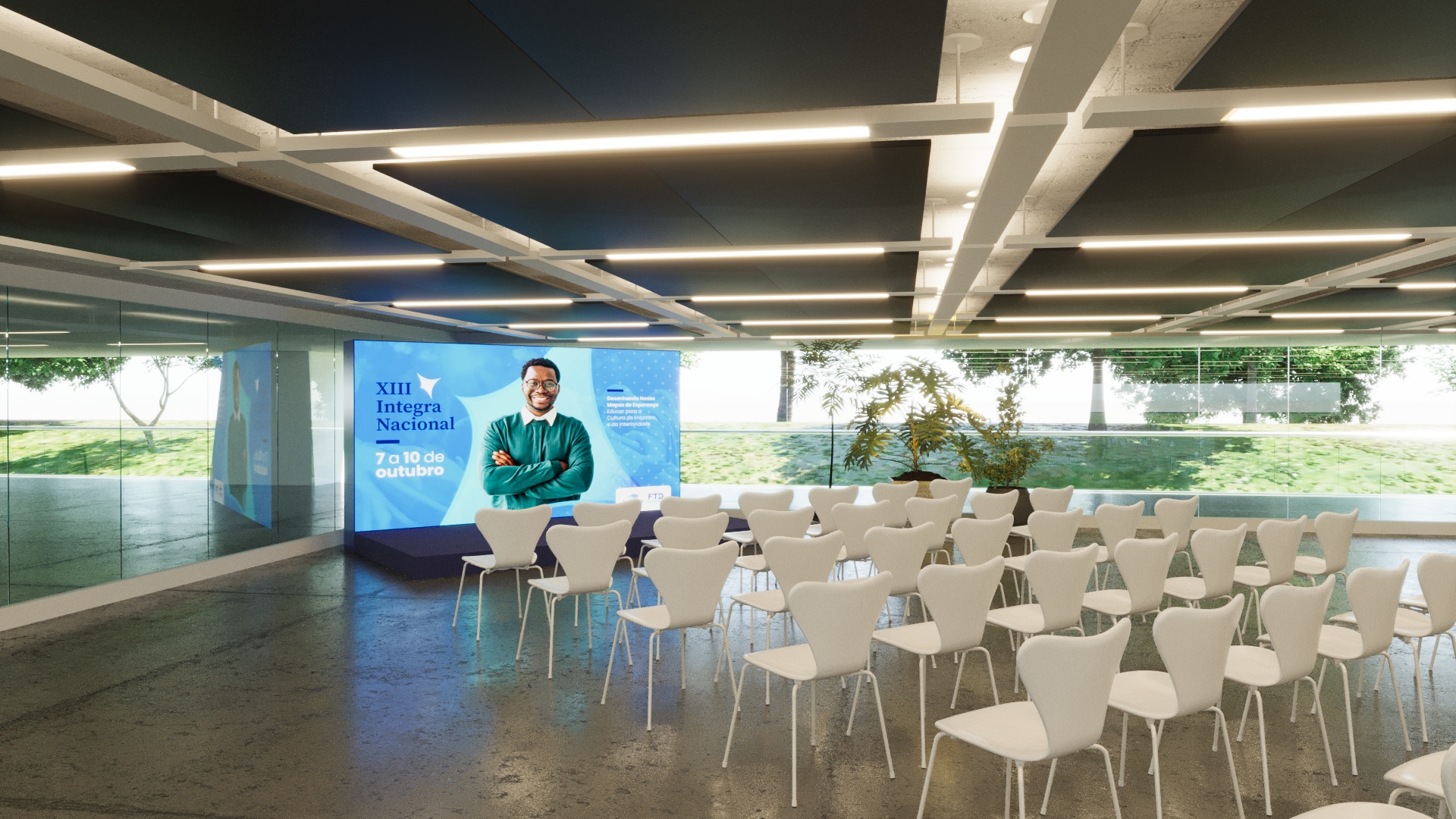 Plateia voltada para o LED — projeto 3D INTEGRA 2026